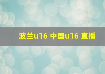 波兰u16 中国u16 直播